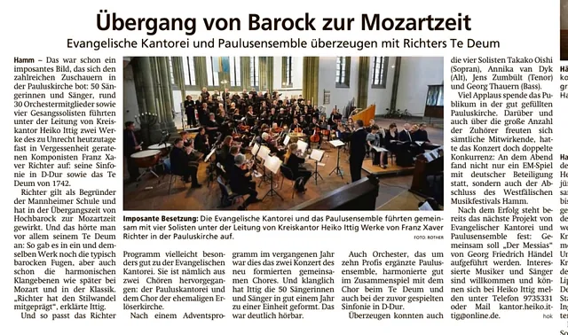 Aufführung F. X. Richter Te Deum 2024