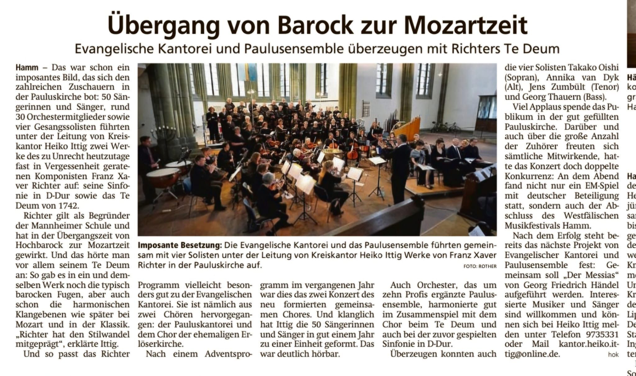 Aufführung F. X. Richter Te Deum 2024