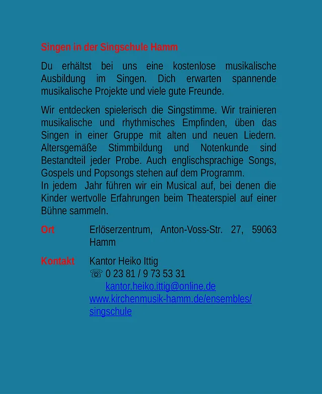 Symbolbild Singschule