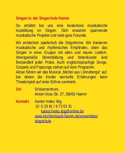 Symbolbild Singschule